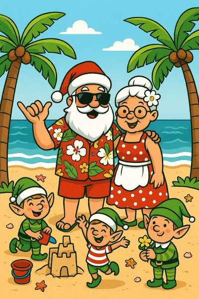 Christmas - Shaka Santa, Mrs. Claus & ElvesAdd to Order
